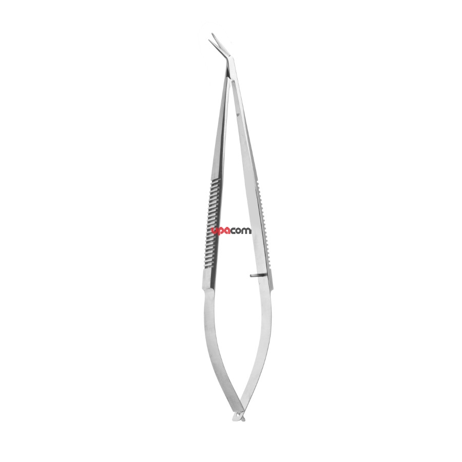 Микро-ножницы,изогнутые под углом, 180 мм, зондирущий конец 60ø